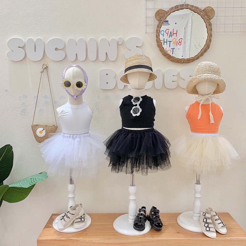 Chân váy tutu voan phồng cho bé gái Suchin