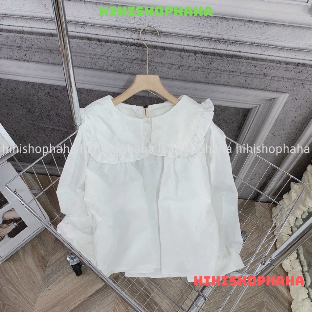 Áo babydoll tay bèo tiểu thư viền bèo xinh hàng QCCC A0008 kaca hihishophaha
