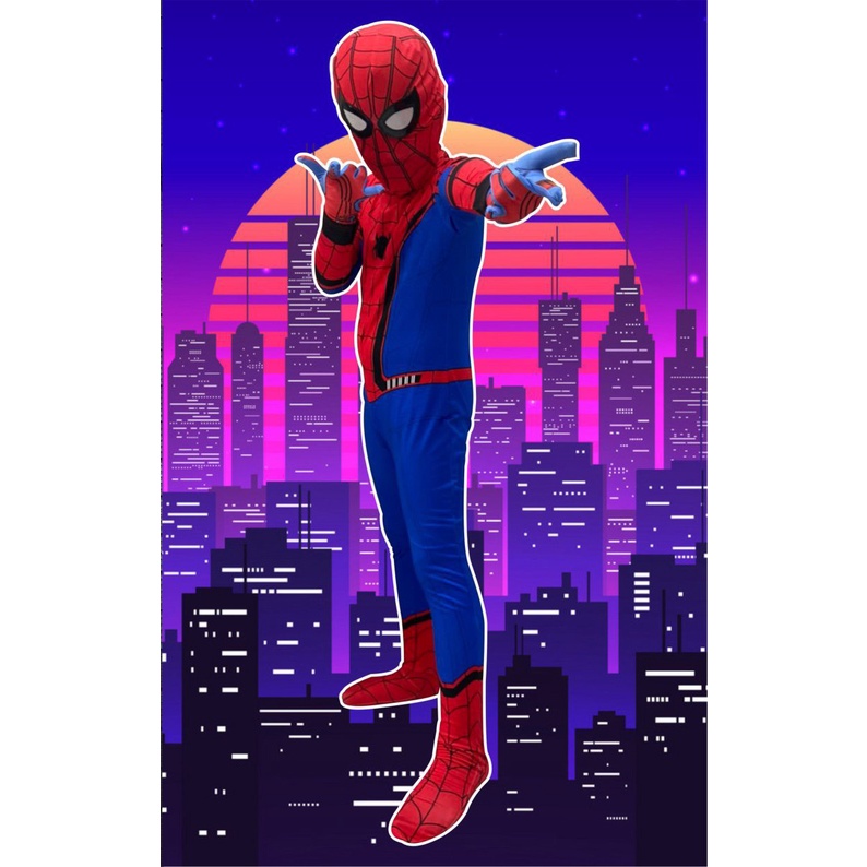 Bộ thun hóa trang cosplay người nhện spiderman kèm mặt na bao tay cực ngầu bé trai ( vải mềm mát)
