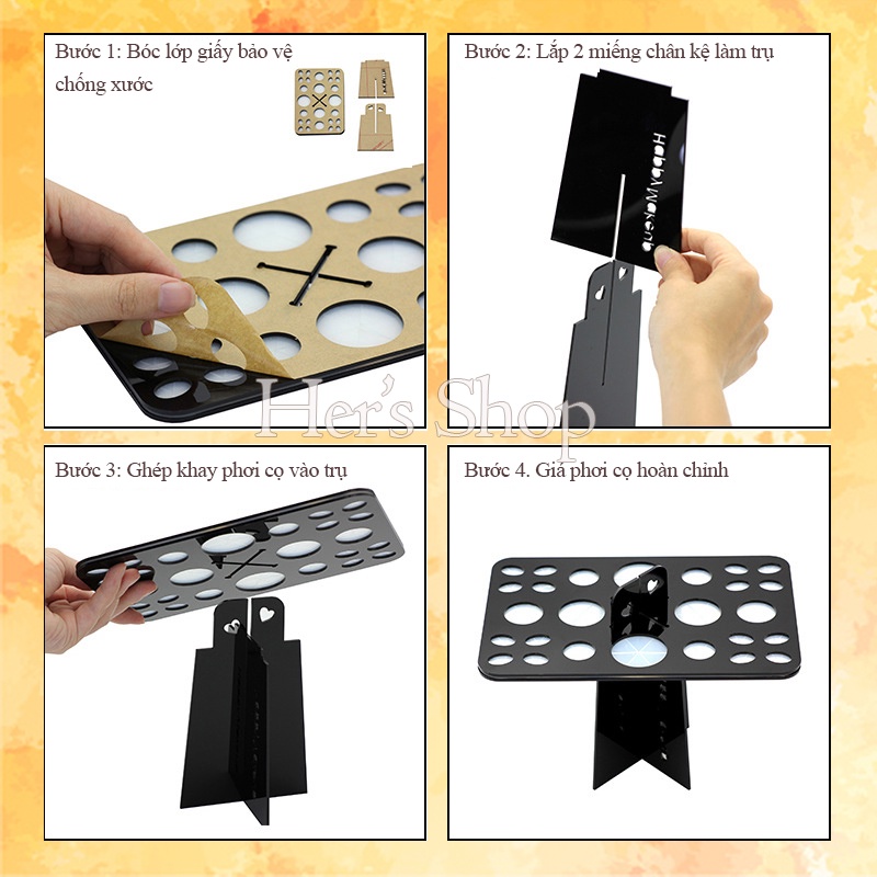 Giá Phơi Cọ Trang Điểm 26 Ô Tròn Tiện Dụng Có Thể Gấp Gọn Tiện Dụng