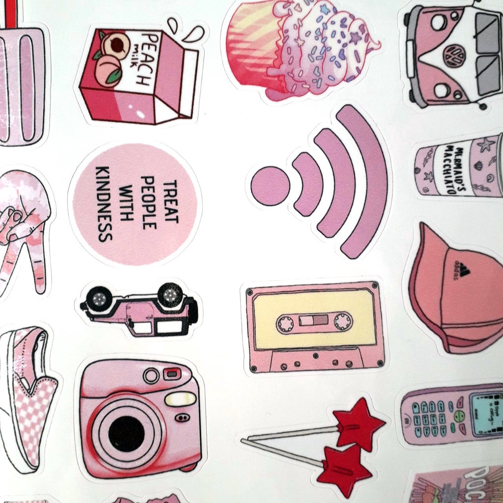 Sticker/ Hình dán trang trí màu hồng dán điện thoại, laptop,....