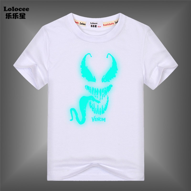 MARVEL áo nam Ngắn Tay In Hình Người Nhện Venom Dạ Quang