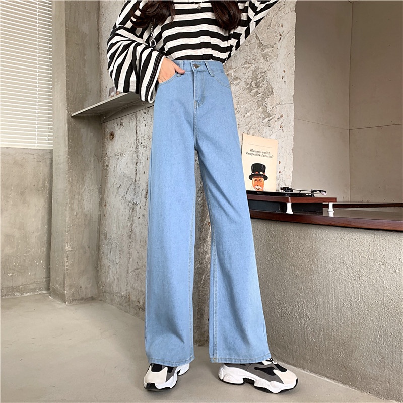 Quần Dài Jean Bigsize Ống Rộng Xanh Đá/ Xanh Đậm/ Đen/ Xám Basic - Lưng Cao Siêu Tôn Dáng QJ002