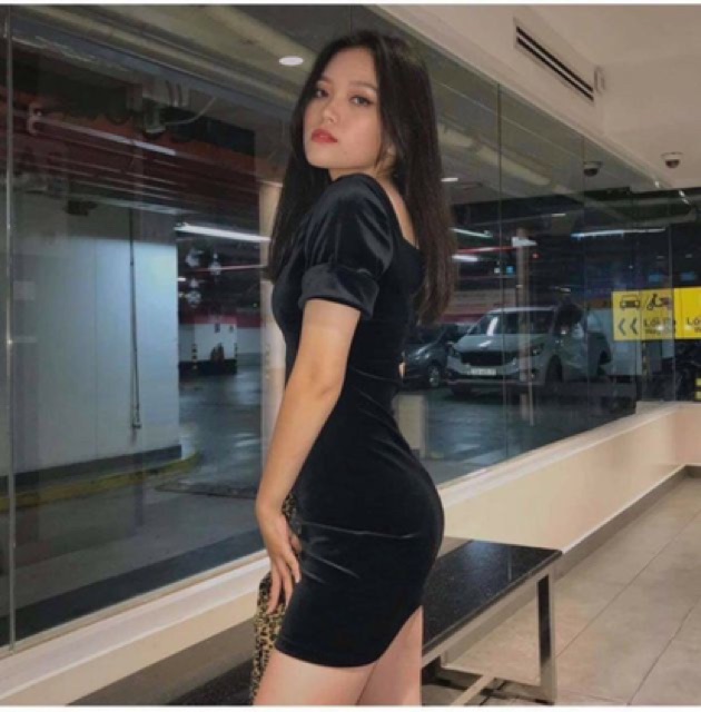 ĐẦM NHUNG CỔ VUÔNG NGẮN ÔM BODY | BigBuy360 - bigbuy360.vn