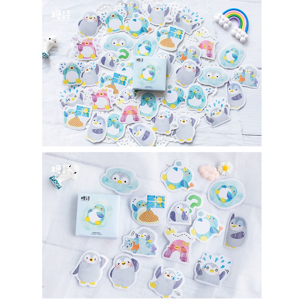 Bộ sticker/ Hình dán Bé Chim Cánh Cụt Đáng Yêu (45 Hình)