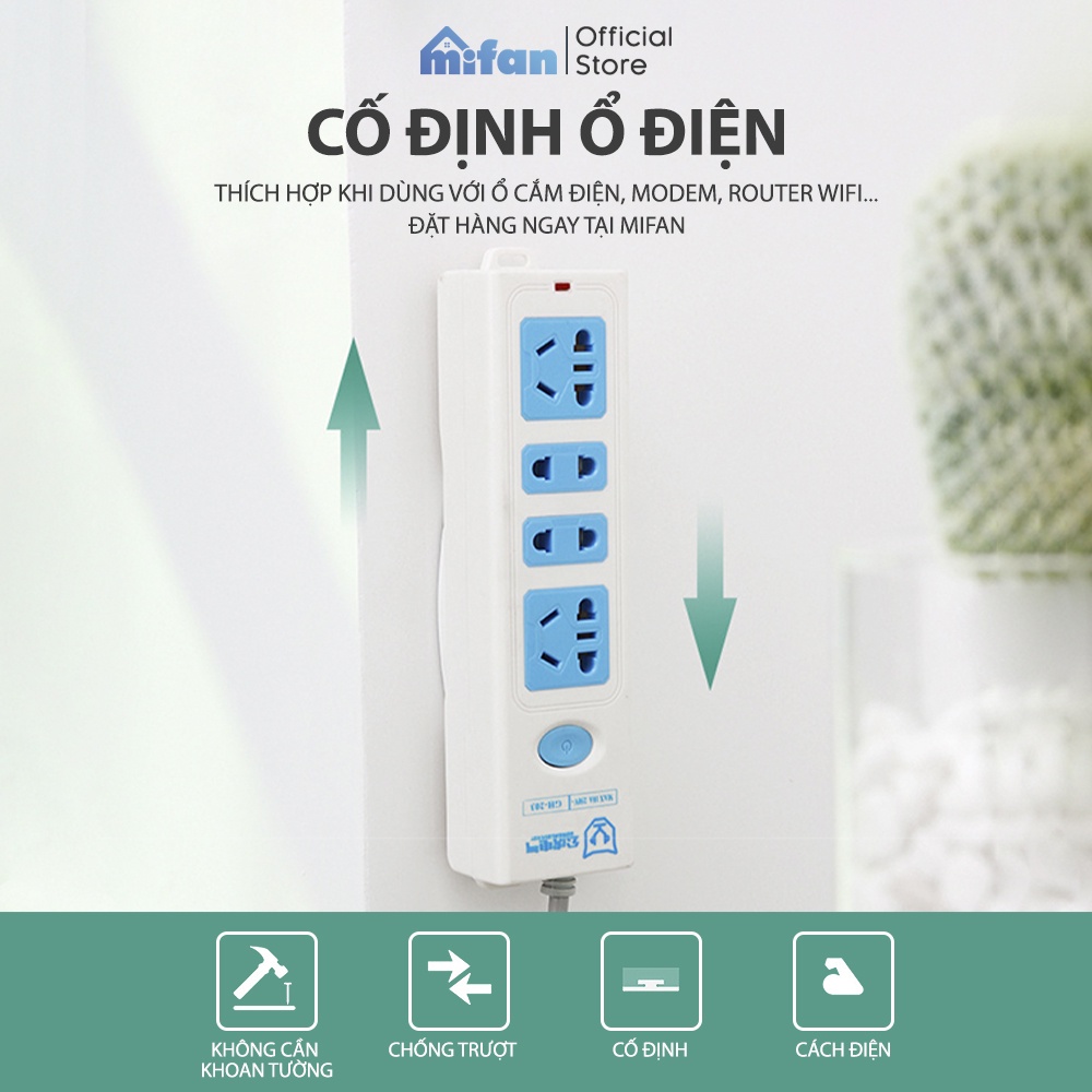 Miếng Dán Tường Treo Ổ Điện, Router Wifi, Điều Khiển Đa Năng MIFAN - Keo Siêu Dính - Nhựa ABS Cao Cấp