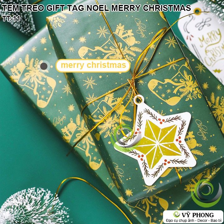 SET 10 TEM TREO GIFT TAG TREO NOEL MERRY CHRISTMAS GIÁNG SINH TRANG TRÍ ĐÓNG GÓI BAO BÌ HỘP QUÀ TẶNG TT-11