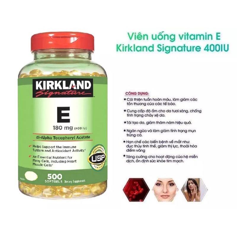 Viên uống Vitamin E Kirkland 400IU 500 viên của Mỹ