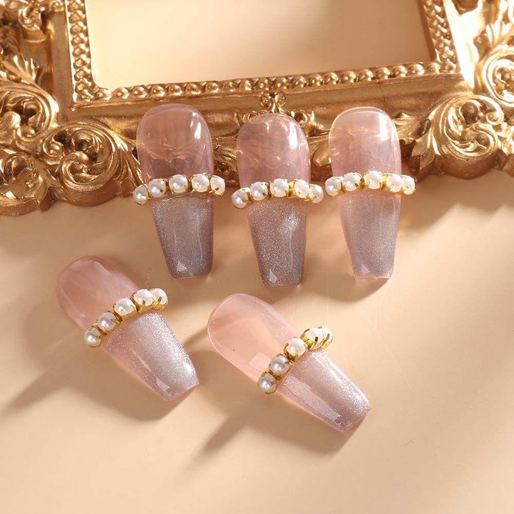 OCEANMAP Phụ Kiện Trang Trí Móng Tay Dạng Chuỗi Xích Kim Loại Đính Đá Xinh Xắn