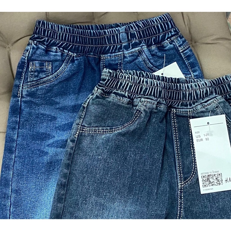 Quần bò dài jogger túi hộp HM bé trai 10-30kg