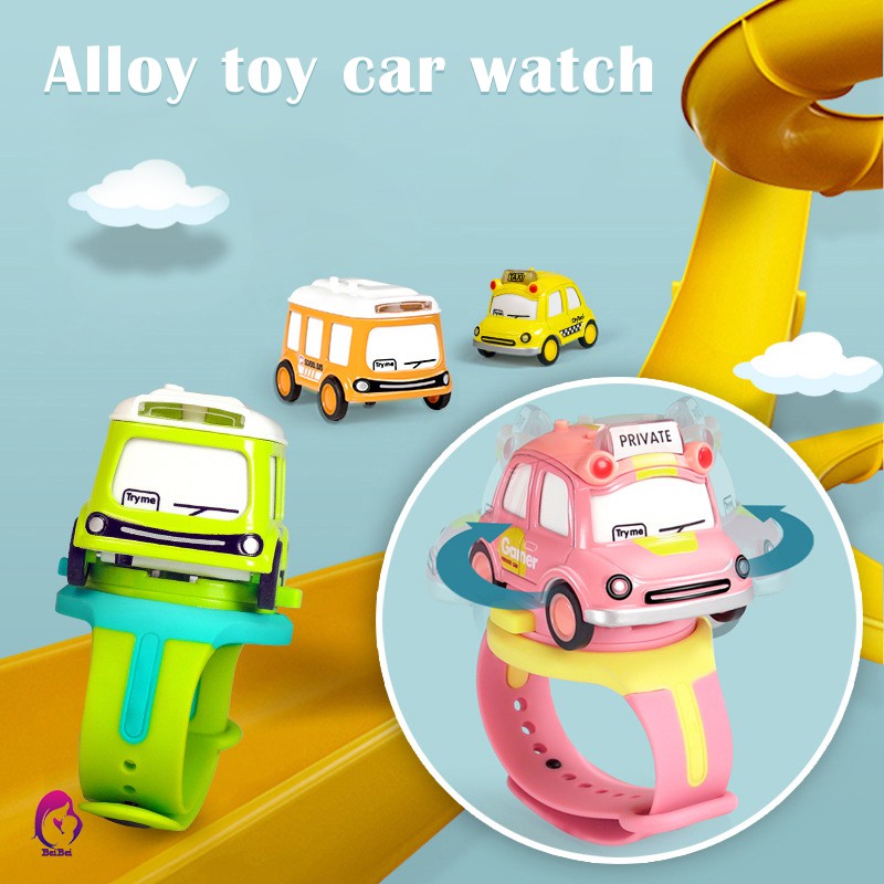 Kid Fun Alloy Electronic Watch 1:62 Inertia Induction Cartoon Car Sound And Light Children Toy Car Watch