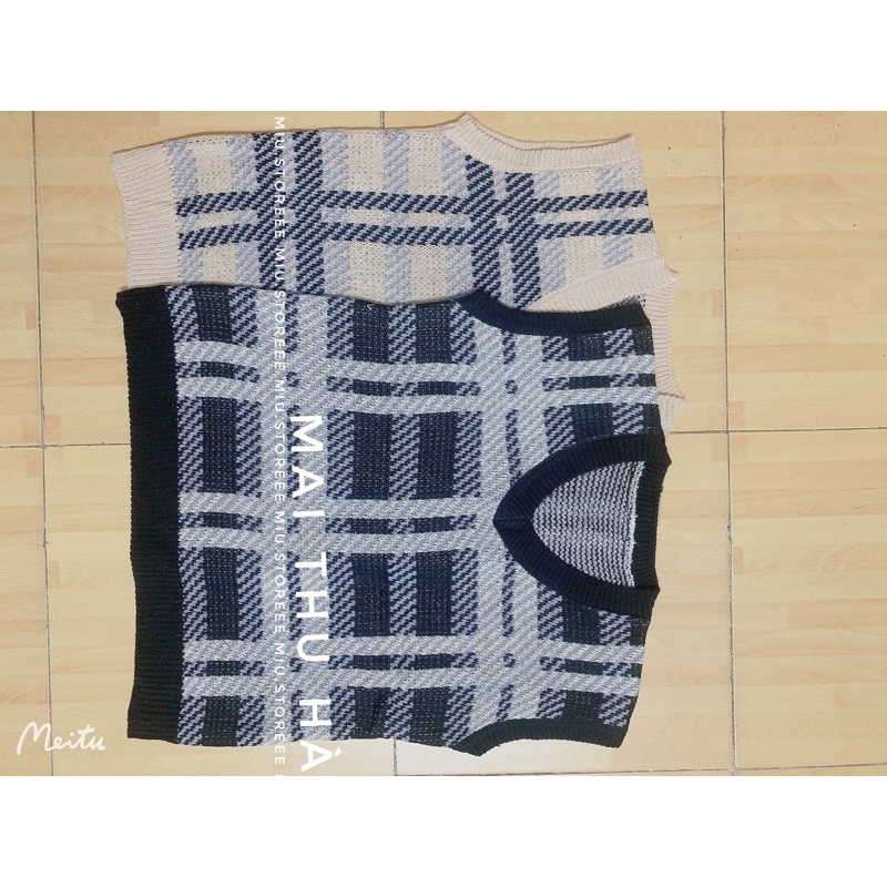 ÁO GILE LEN KẺ CARO FORM VỪA