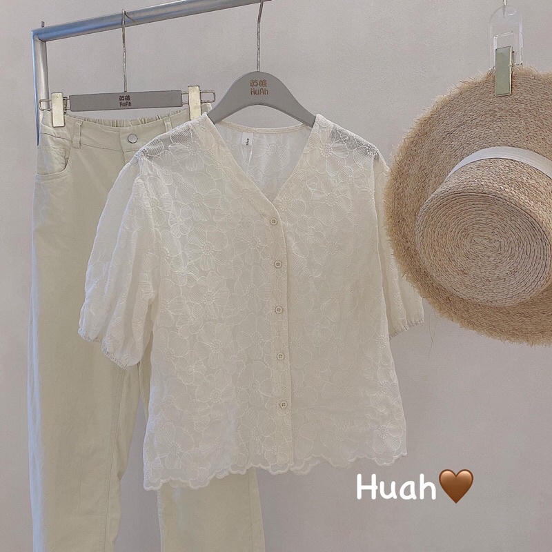 áo điệu be ren hoa A9172