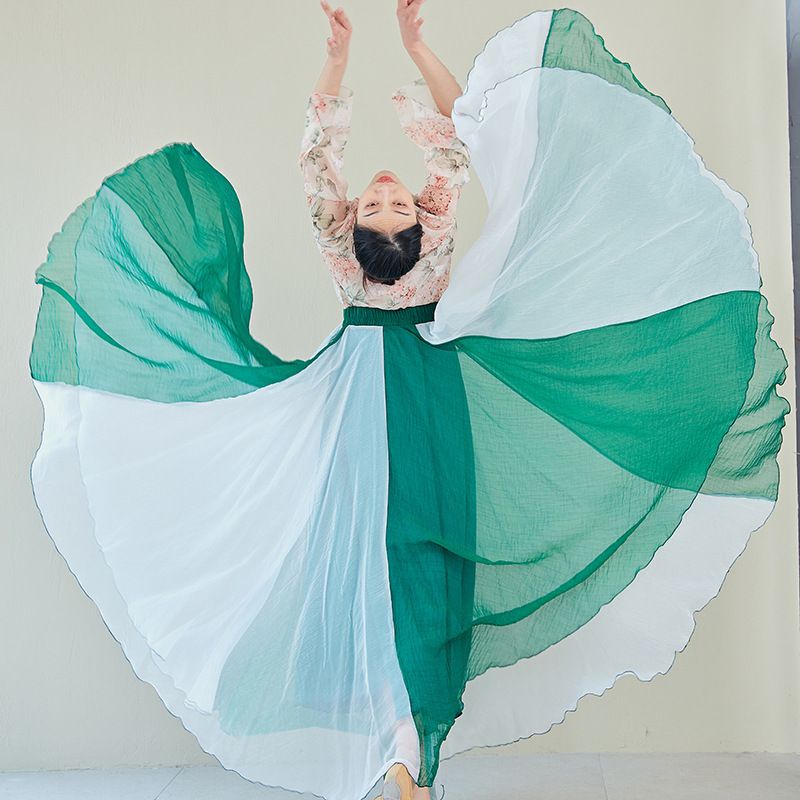 Chân Váy Xòe Chiffon Dài 14m Phong Cách Dân Tộc Retro Cho Nữ