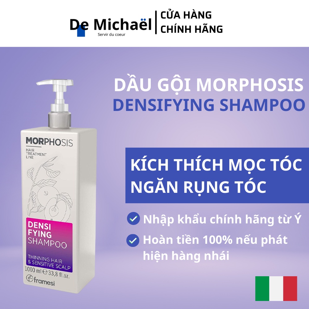 [Hàng Italy] Dầu gội ngăn rụng tóc kích thích mọc tóc - chống ngứa giảm gầu da đầu Framesi Densifying Shampoo
