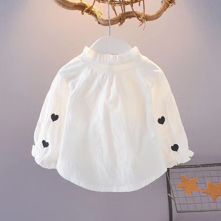 )Áo bé gái Áo sơ mi bé gái hình trái tim xinh
