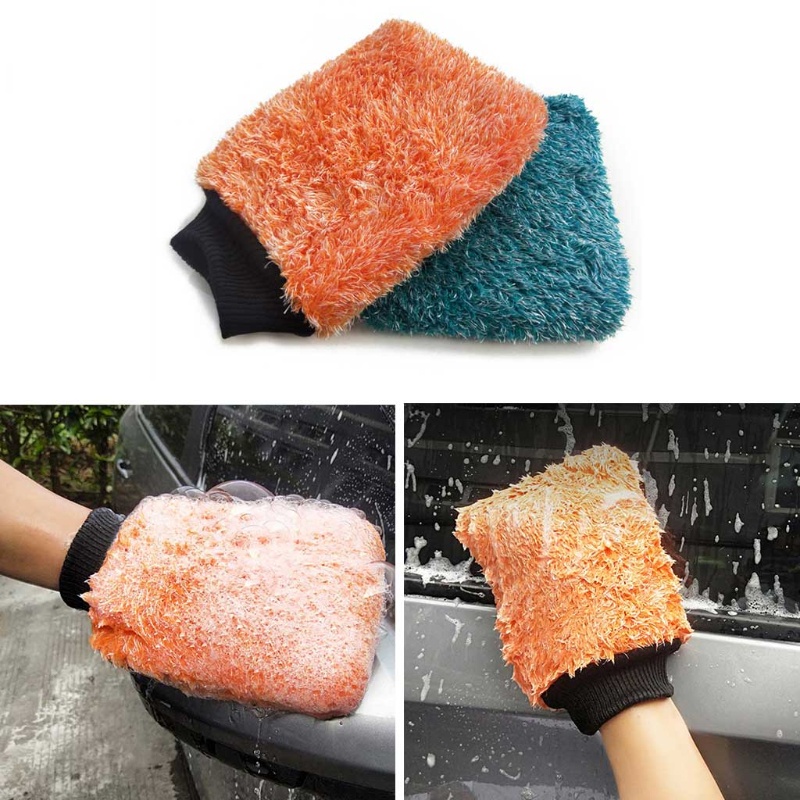 Găng Tay Đánh Bóng Xe Hơi Bằng Vải Sợi Bông Không Xù Nhanh Chóng Thông Dụng