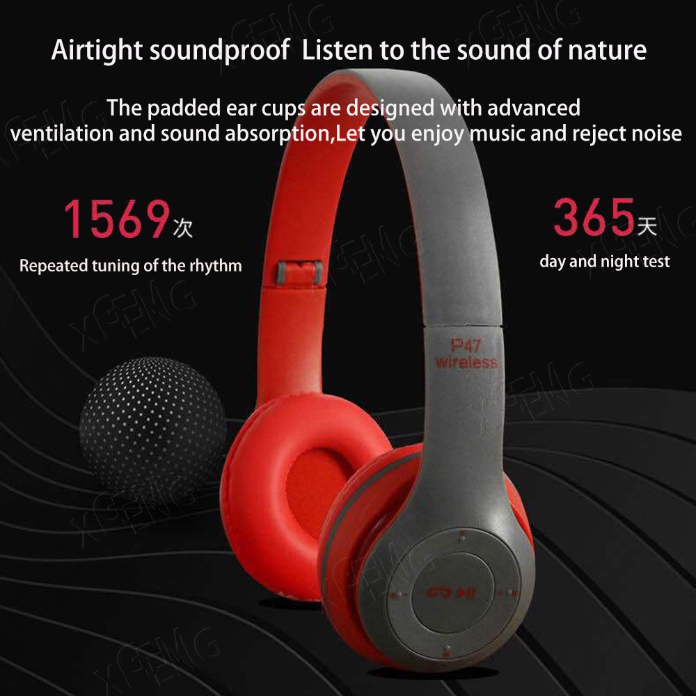 Tai Nghe Bluetooth Không Dây P47 Âm Thanh 4D Gấp Gọn Được Có Thể Gấp Gọn