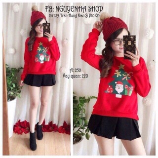 Áo nỉ cây thông noel đỏ có bigsize đên 100kg