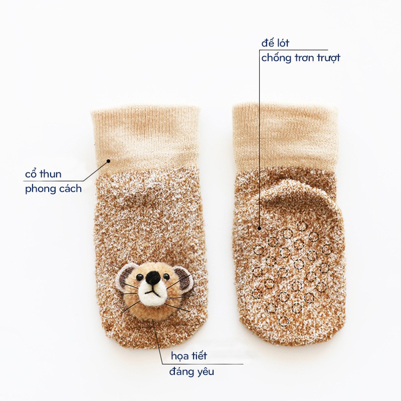 Giày tất cho bé Mario Store giày bún tập đi cho bé hình thú đáng yêu chống trơn trượt