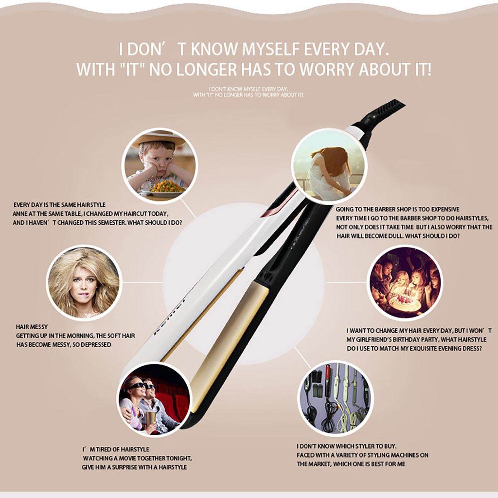 Máy Là Tóc,Máy Ép Duỗi Tóc Thẳng 10 Mức Chỉnh Nhiệt KEMEI 9622 - Màn Led Hiển Thị Nhiệt, Tạo Kiểu, Làm Đẹp, Là Thẳng Tóc