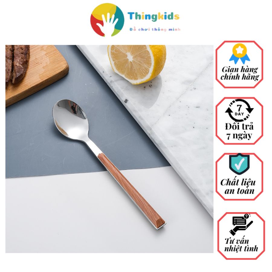 Thìa cafe, muỗng cà phê cán gỗ inox tiện lợi siêu bền