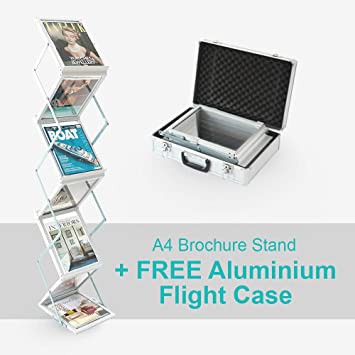 Giá kệ để catalo brochure,tờ rơi khổ A4 bằng mica nhôm