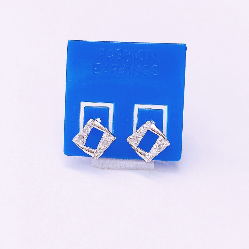 Bông tai nữ bạc ta nạm đá nhỏ tinh tế nhẹ nhàng - Bạc Bibi silver