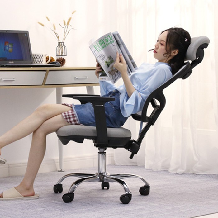 Ghế Xoay Văn Phòng Lưng Lưới Có Tựa Đầu, Ghế Làm Việc Thư Giãn Có Bánh Xe Dễ Dàng Di Chuyển