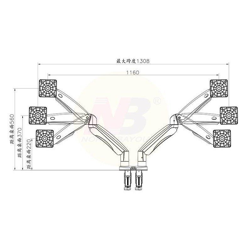 [ thuytien ]Giá treo hai màn hình máy tính NB - F195A (22-32 inch) tích hợp 2 cổng USB 3.0 Hàng Nhập Khẩu*NK032