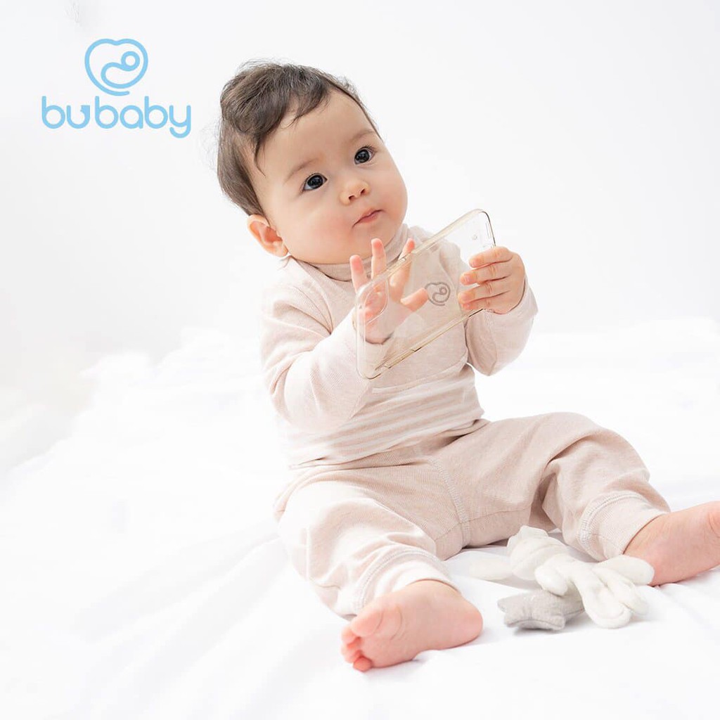 [CHÍNH HÃNG] Bộ dài tay cao cổ quần dài cotton sợi tre trẻ em Bu