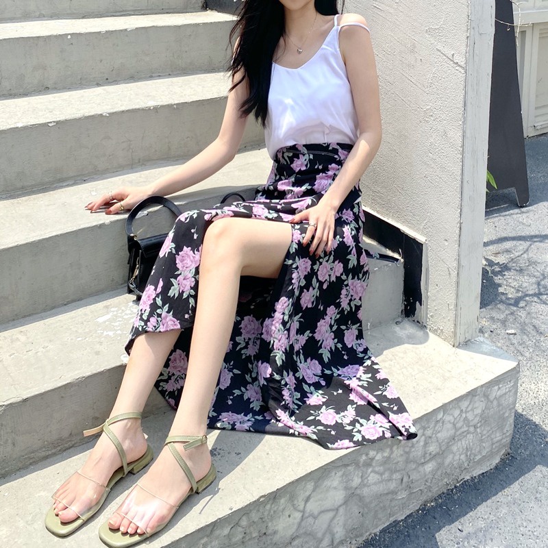 Chân Váy Dài Qua Gối In Họa Tiết Hoa Thời Trang Mùa Hè Quyến Rũ Dành Cho Nữ