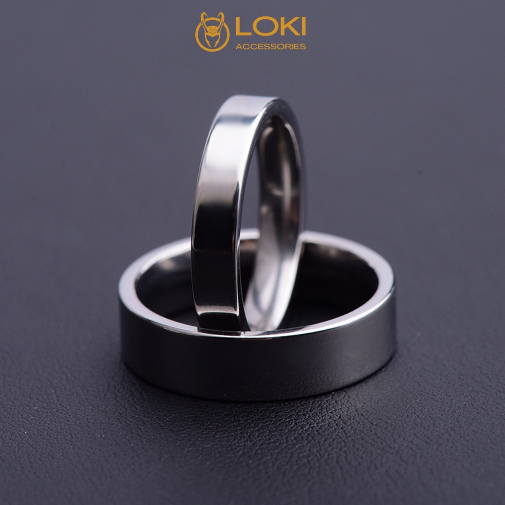 Nhẫn tròn unisex thời trang nam nữ titan - Nhẫn trơn Plain Ring Loki Accessories Nam nữ Unisex Màu bạc không gỉ