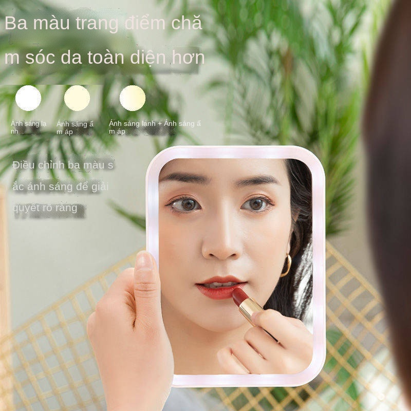 Led Net Red Makeup Mirror với đèn làm đẹp Ký túc xá máy tính bảng Máy tính bảng Gương nữ gấp sinh viên Portable Mir | BigBuy360 - bigbuy360.vn