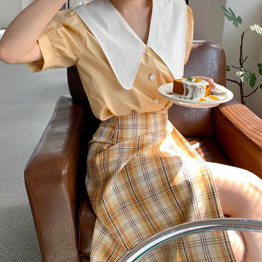 Áo sơ mi ngắn tay cổ chữ v xinh xắn cho nữ 34436