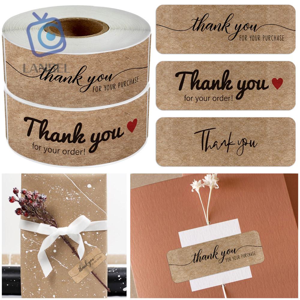 Set 120 Nhãn Dán Giấy Kraft Hình Chữ Nhật 3x1 Inch Trang Trí Gói Hàng