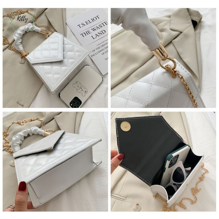 túi xách nữ 🍓 𝐇𝐎𝐓 𝟐𝟎𝟐𝟏 🍓 Túi đeo chéo nữ phối tay nhăn ,quai xích phong cách trẻ trung năng động | BigBuy360 - bigbuy360.vn