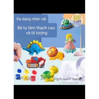 Set tự làm thạch cao tô tượng cho bé, kèm màu vẽ, khuôn, cọ v.v....