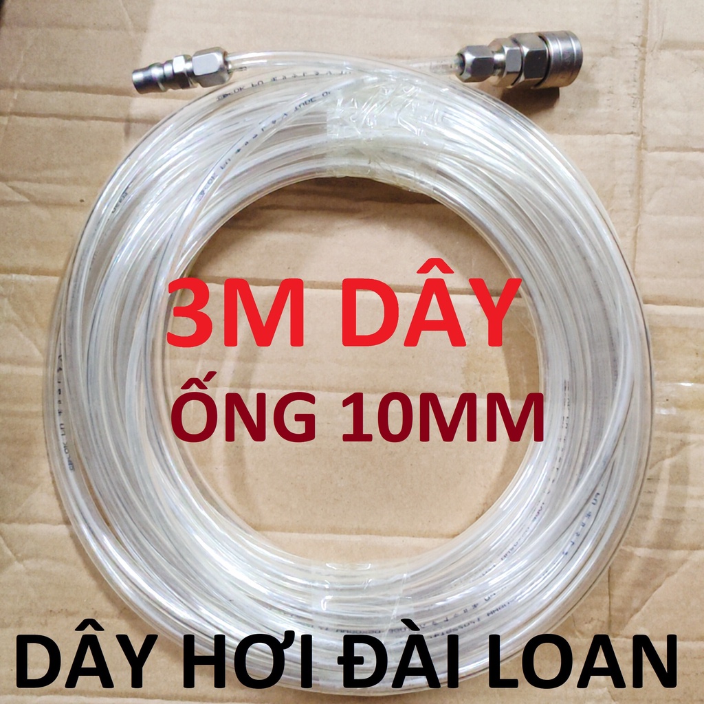 Dây hơi thẳng 3m, dây 6x10mm, kèm bộ đầu nối nhanh phổ thông (SS1837) (SS1976)