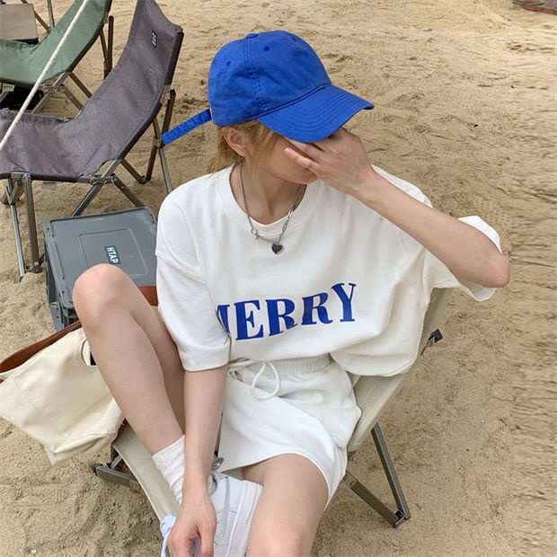 IMAODOU Sportswear Set Short Sleeve T-shirt + Loose Shorts Printed Ulzzang Korean Style New Summer Fashion For Women