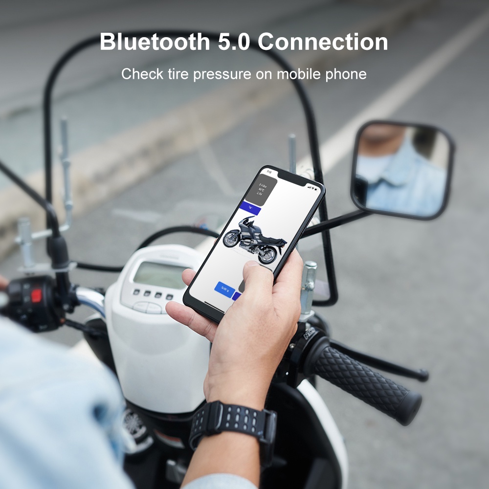 Cảm biến áp suất lốp xe máy PECHAM bluetooth không dây