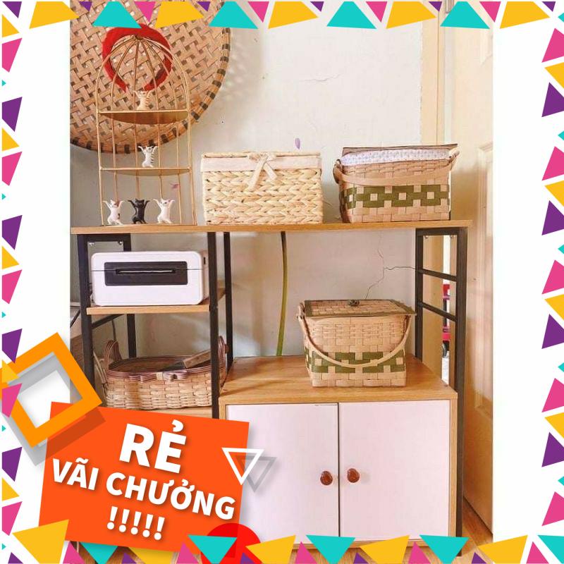 HÀNG LOẠI 1 Kệ Nhà Bếp - Kệ Để Lò Vi Sóng Khung Sắt Sơn Tĩnh Điện Sàn Gỗ MDF Cao Cấp