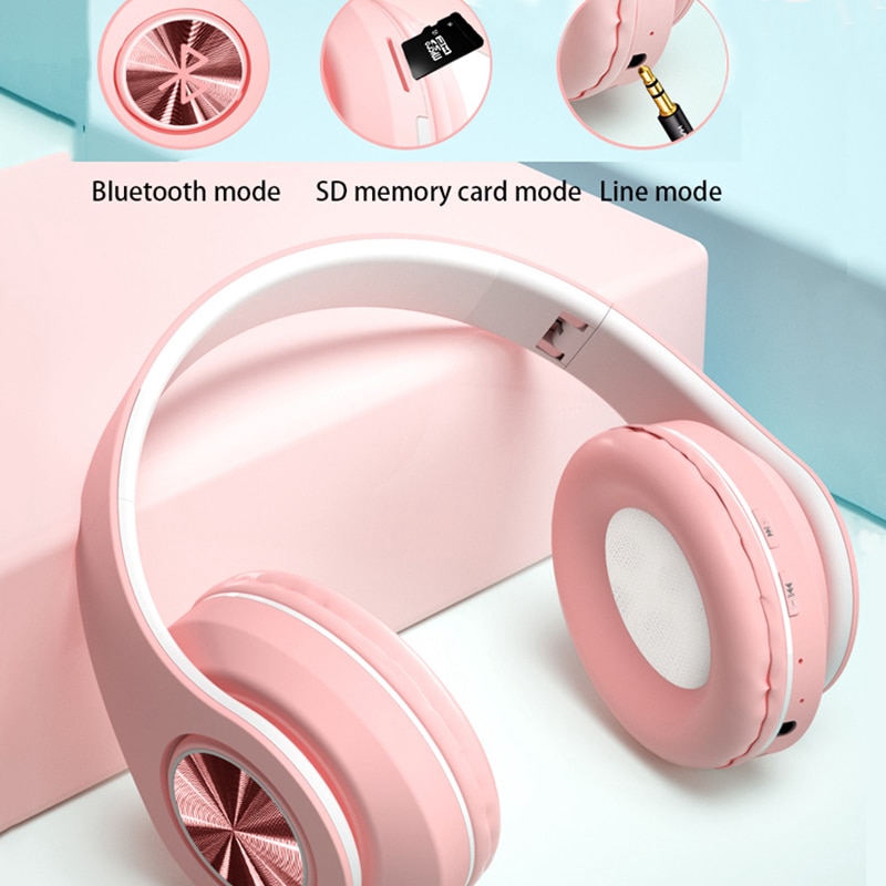 Tai nghe Bluetooth 5.0 không dây có đèn LED 9D Stereo đầy màu sắc hỗ trợ MIC FM thẻ TF