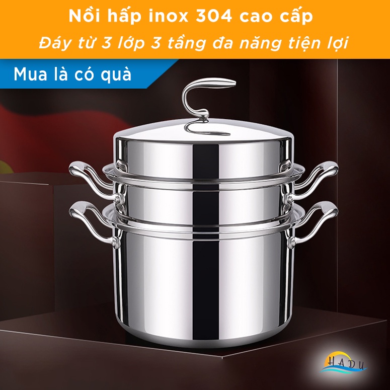 Nồi Hấp 2 Tầng 3 Tầng Inox Bánh Bao Bếp Từ Cao Cấp Đạt Chất Lượng Đức SSGP