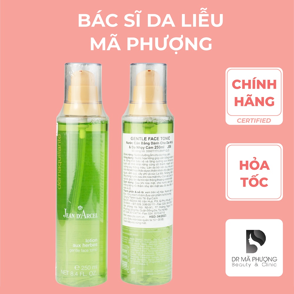 Toner cho da khô và da nhạy cảm JEAN D'ARCEL GENTLE FACE TONIC (250ml)