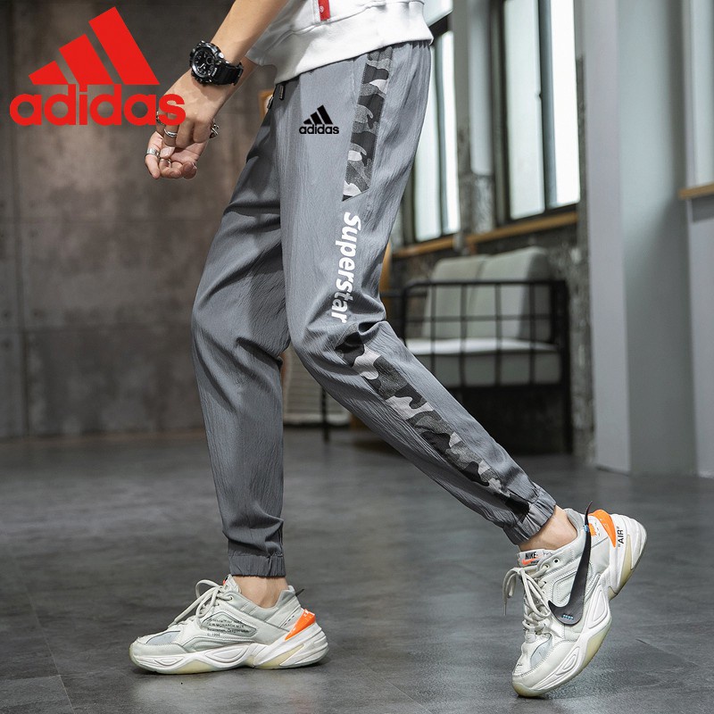 Adidas Quần jogger nam nữ ống rộng bo thun cỡ lớn thời trang năng động