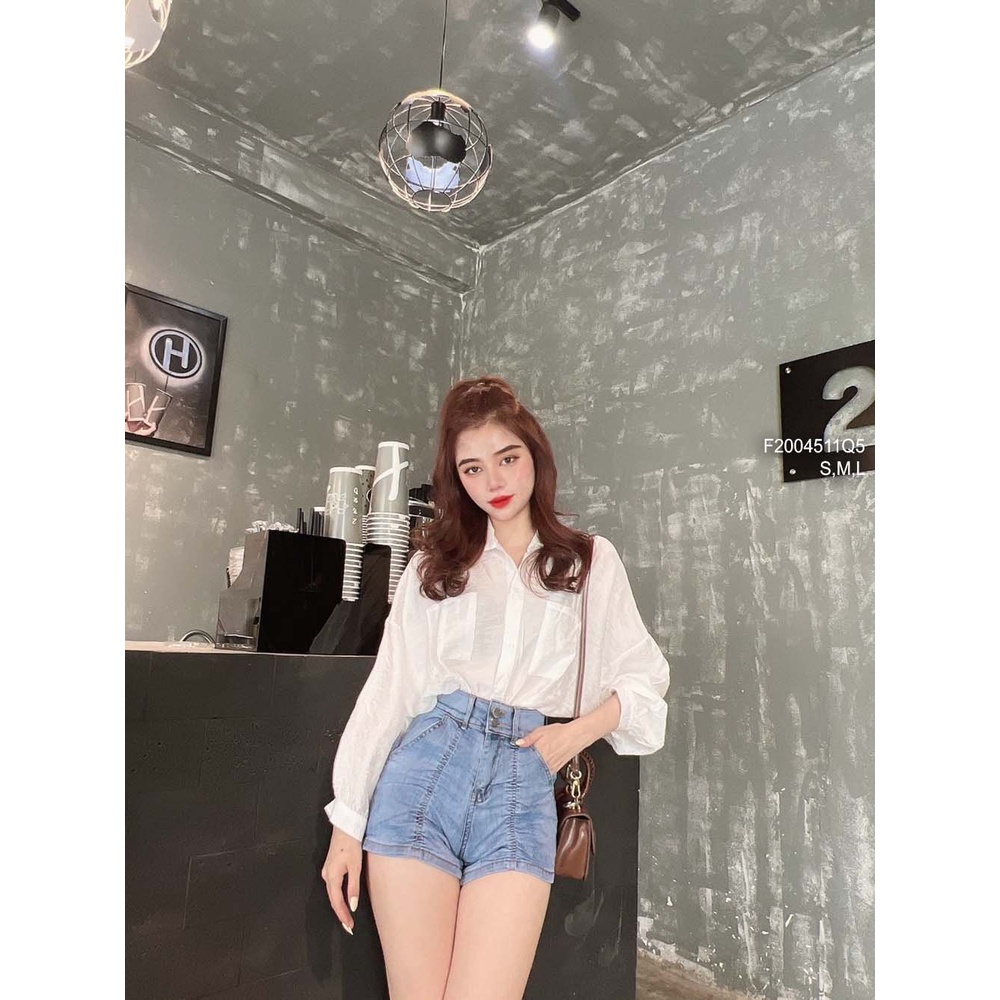 Quần short jean lưng cao 2 nút nhún thân!