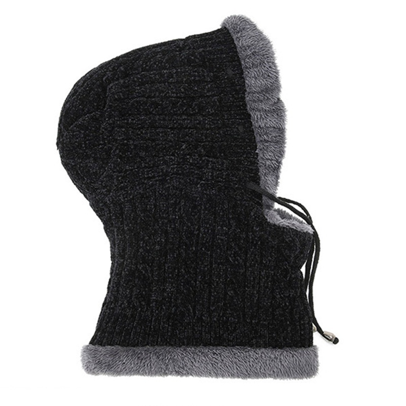 Mũ Beanie Dệt Kim Vải Lông Cừu Dây Rút Thời Trang Mùa Đông