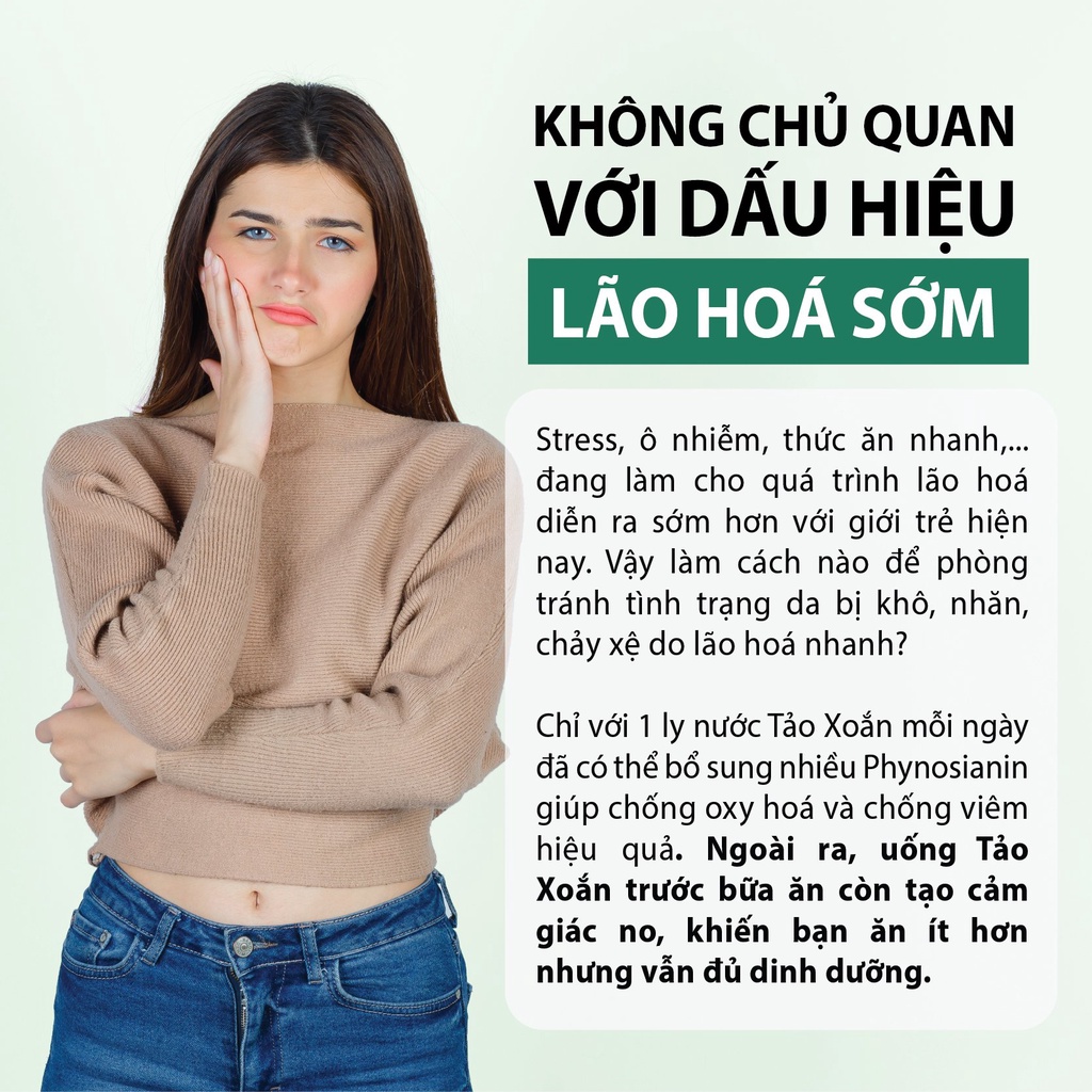 Bột Tảo Xoắn Nguyên Chất Spirulina Nhật Bản Ngừa Lão Hóa Da, Tăng Đề Kháng, Uống Liền MODOTOX 85gr (Hũ)