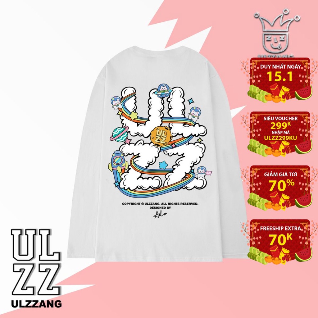 Áo thun dài tay local brand ULZZ ulzzang form dáng rộng unisex cloud astronaut U-38
